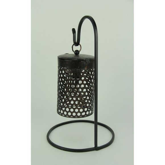 Black Metal Cage Hanging LED Accent Light with Stand - Picture 3 of 3